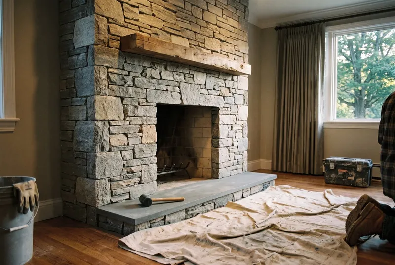 floor-to-ceiling fireplace