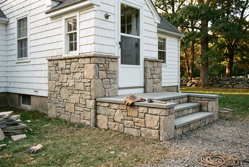 veneered stoop with bluestone treads